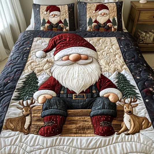 Gnome Joy 3-Piece Quilted Bedding Set