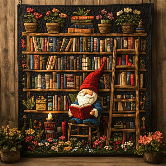 Gnome Library Quilted Blanket