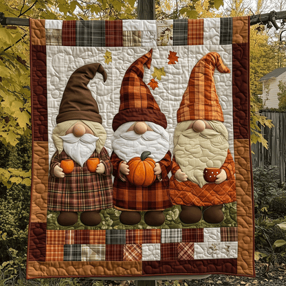 Gnome Pumpkin Parade Quilted Blanket