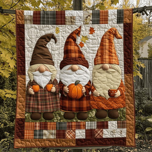 Gnome Pumpkin Parade Quilted Blanket