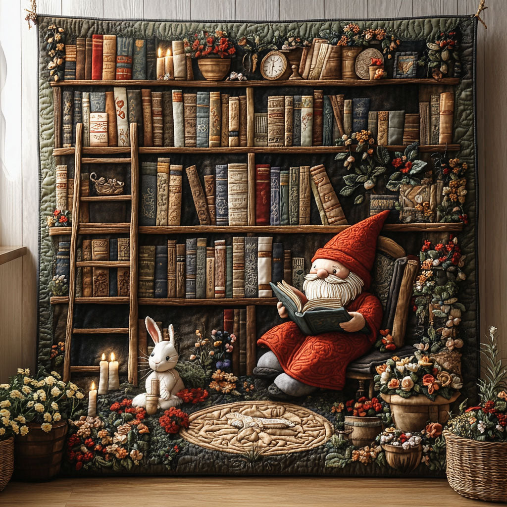 Gnome Readers Nook Quilted Blanket