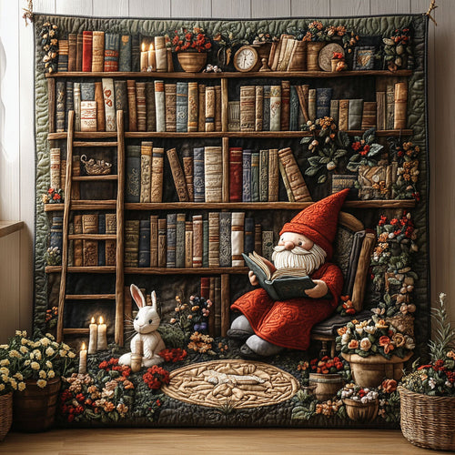 Gnome Readers Nook Quilted Blanket