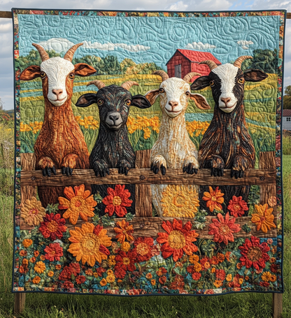 Goat Gathering Quilted Blanket