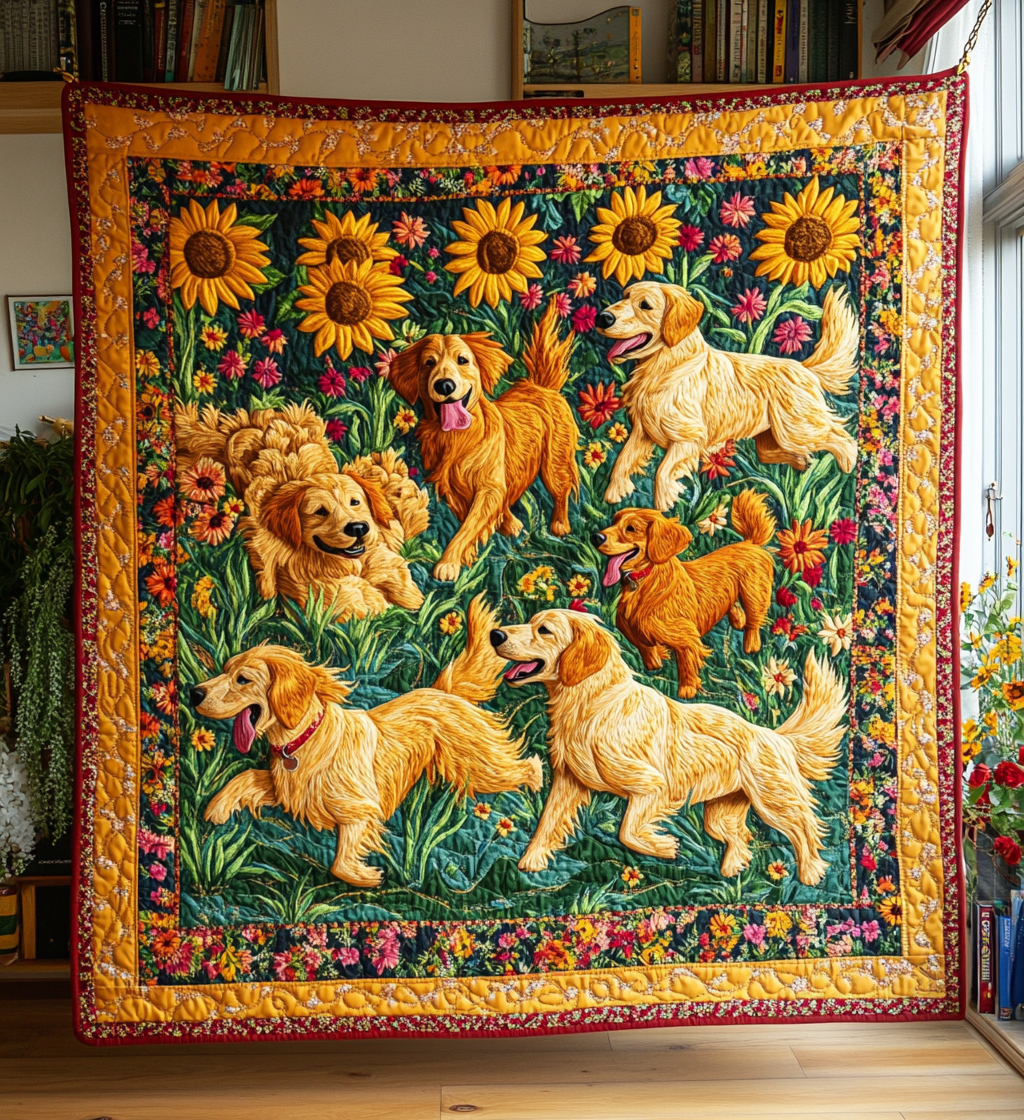 Golden Garden Quilted Blanket