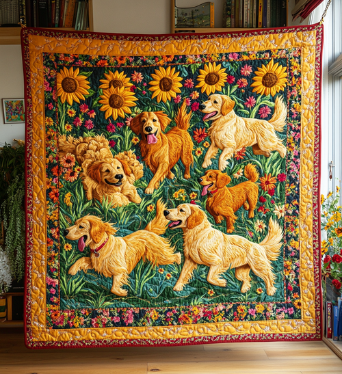Golden Garden Quilted Blanket