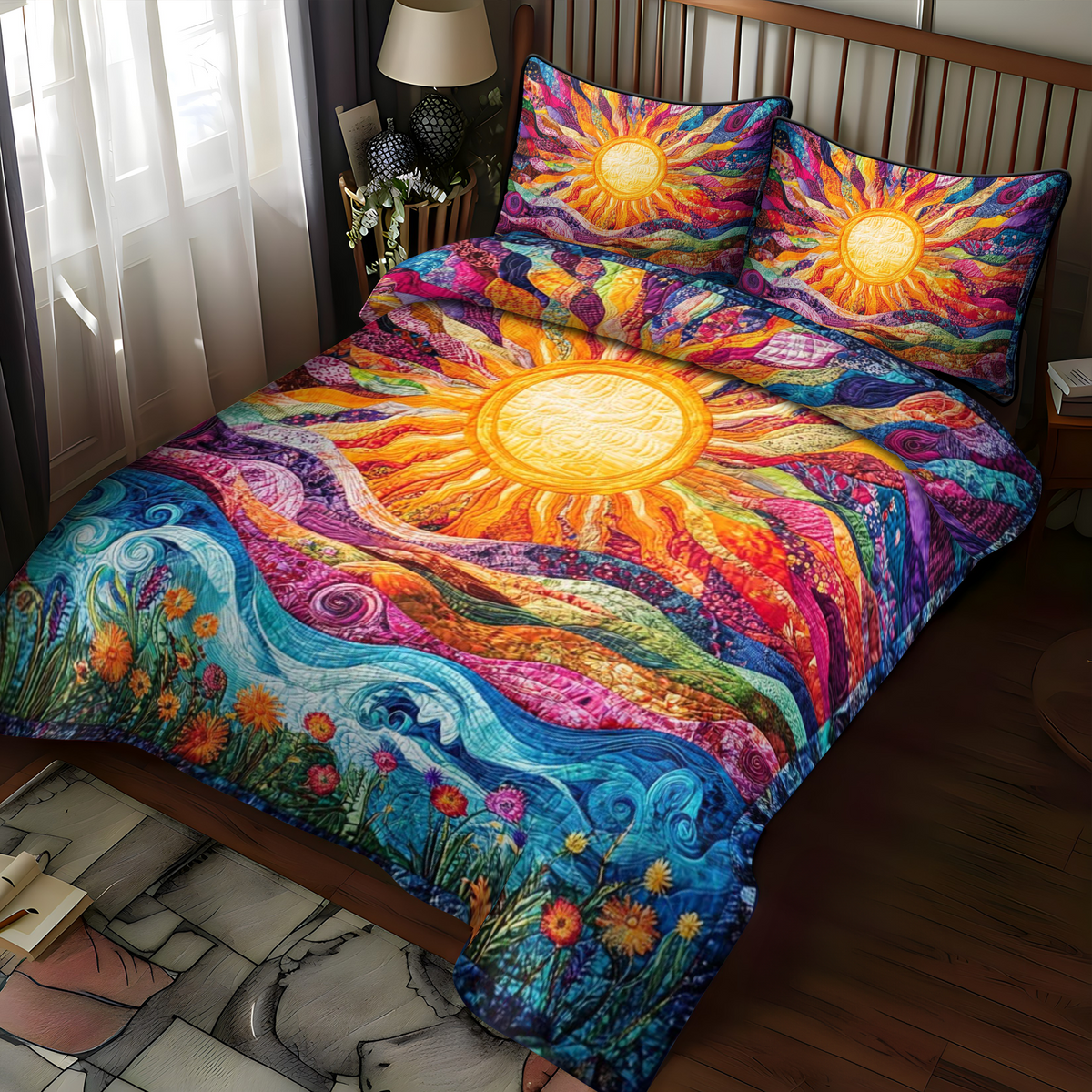 Golden Horizon 3-Piece Quilted Bedding Set