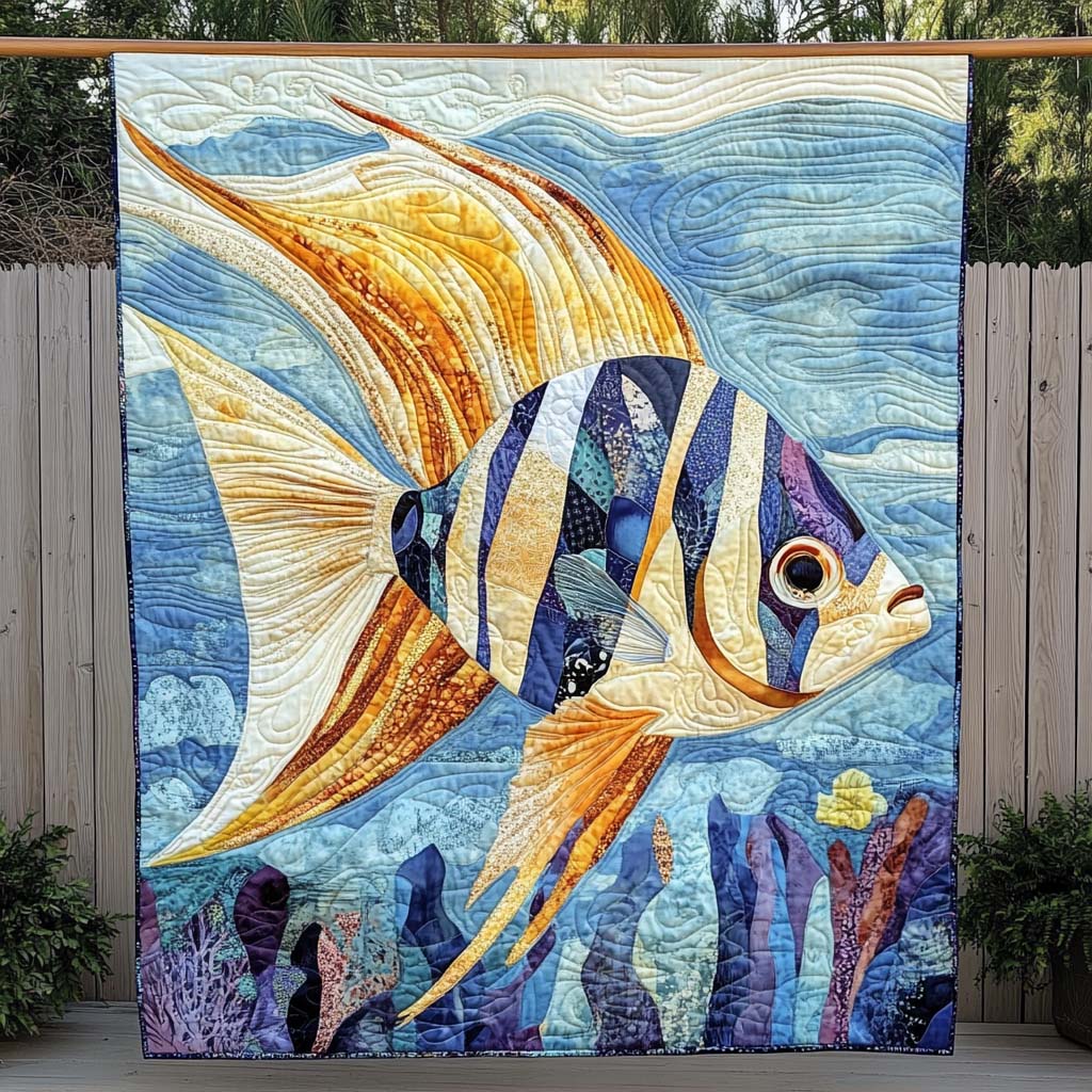 Golden Reef Beauty Quilted Blanket