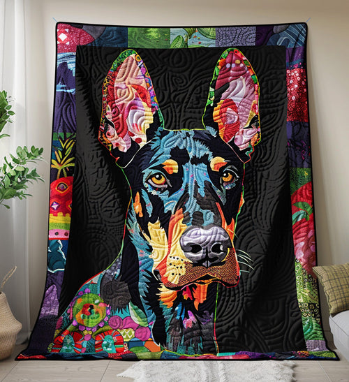 Golden Season Doberman Quilted Blanket