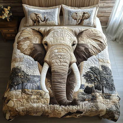 Elephant 3-Piece Quilted Bedding Set