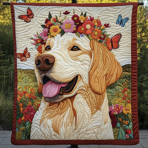 Golden Blooms Delight Quilted Blanket