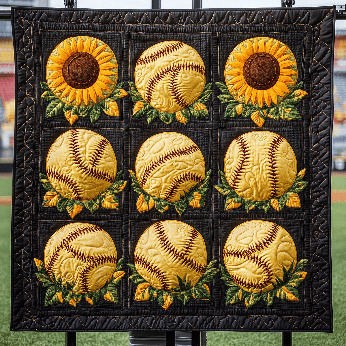 Golden Blooms Quilted Blanket