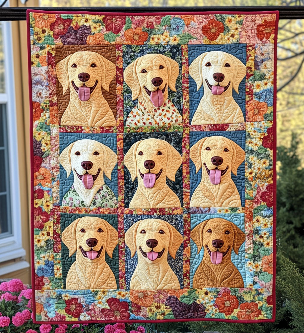 Golden Blossoms Quilted Blanket