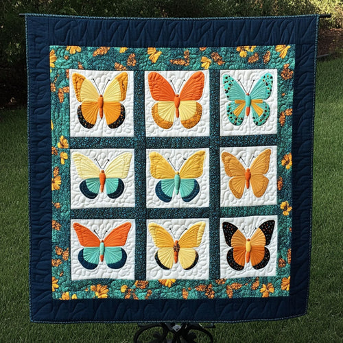 Golden Butterfly Quilted Blanket