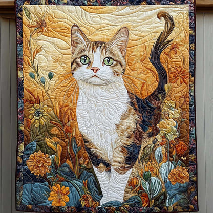 Golden Cat Quilted Blanket