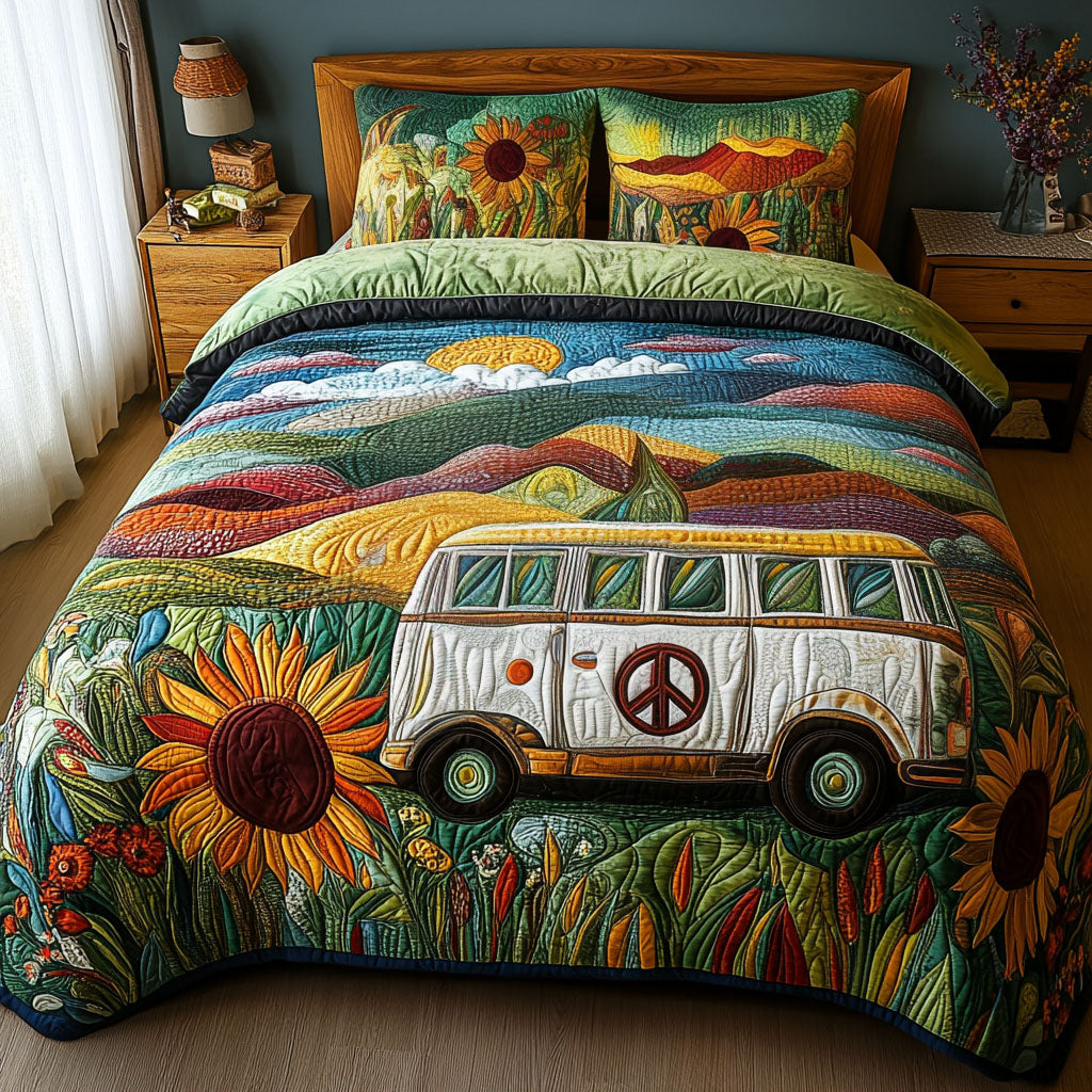 Golden Era Van 3-Piece Quilted Bedding Set