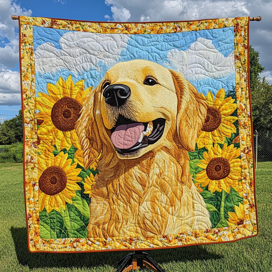 Golden Fields of Sunflowers Quilted Blanket