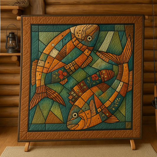 Golden Fins Quilted Blanket