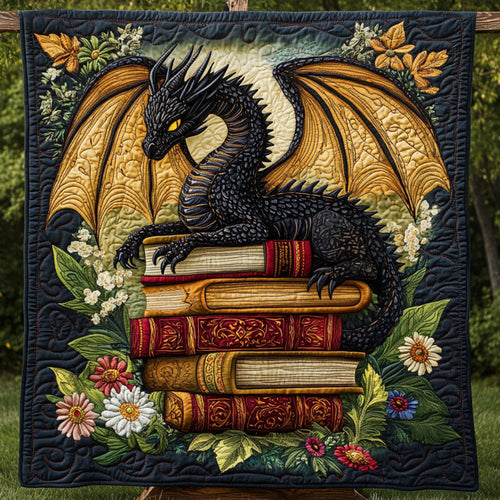 Golden Flame Sentinel Quilted Blanket