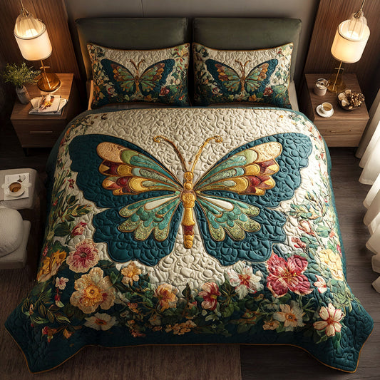 Golden Garden Muse 3-Piece Quilted Bedding Set