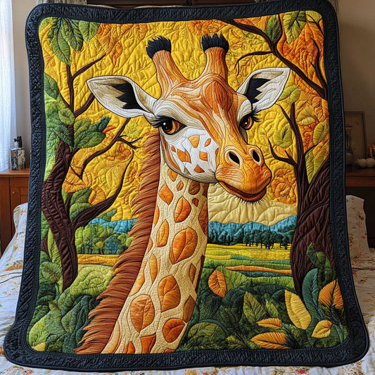 Golden Giraffe Bliss Quilted Blanket