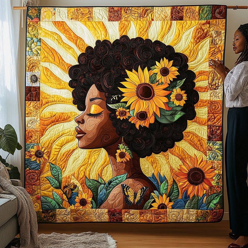 Golden Glow Harmon Quilted Blanket