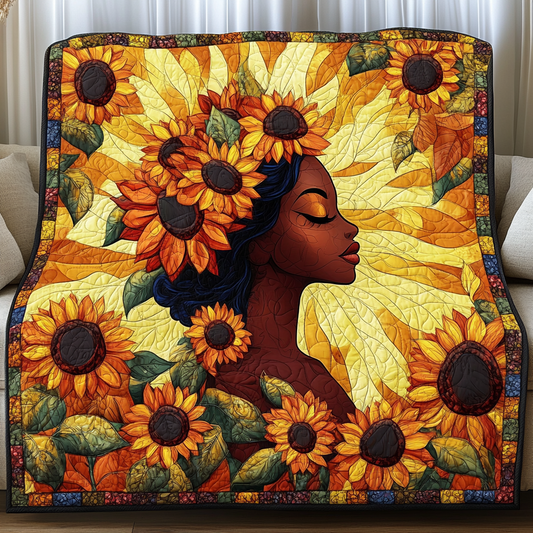 Golden Goddess Quilted Blanket