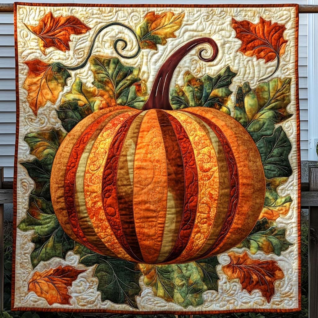Golden Gourd Quilted Blanket