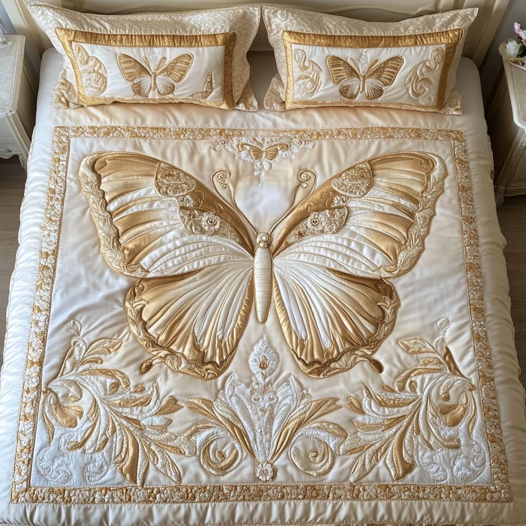 Golden Grace 3-Piece Quilted Bedding Set