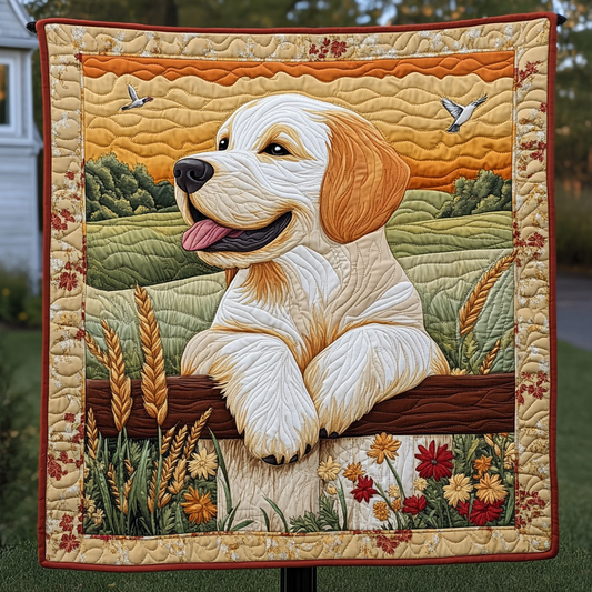 Golden Harvest Smile Quilted Blanket