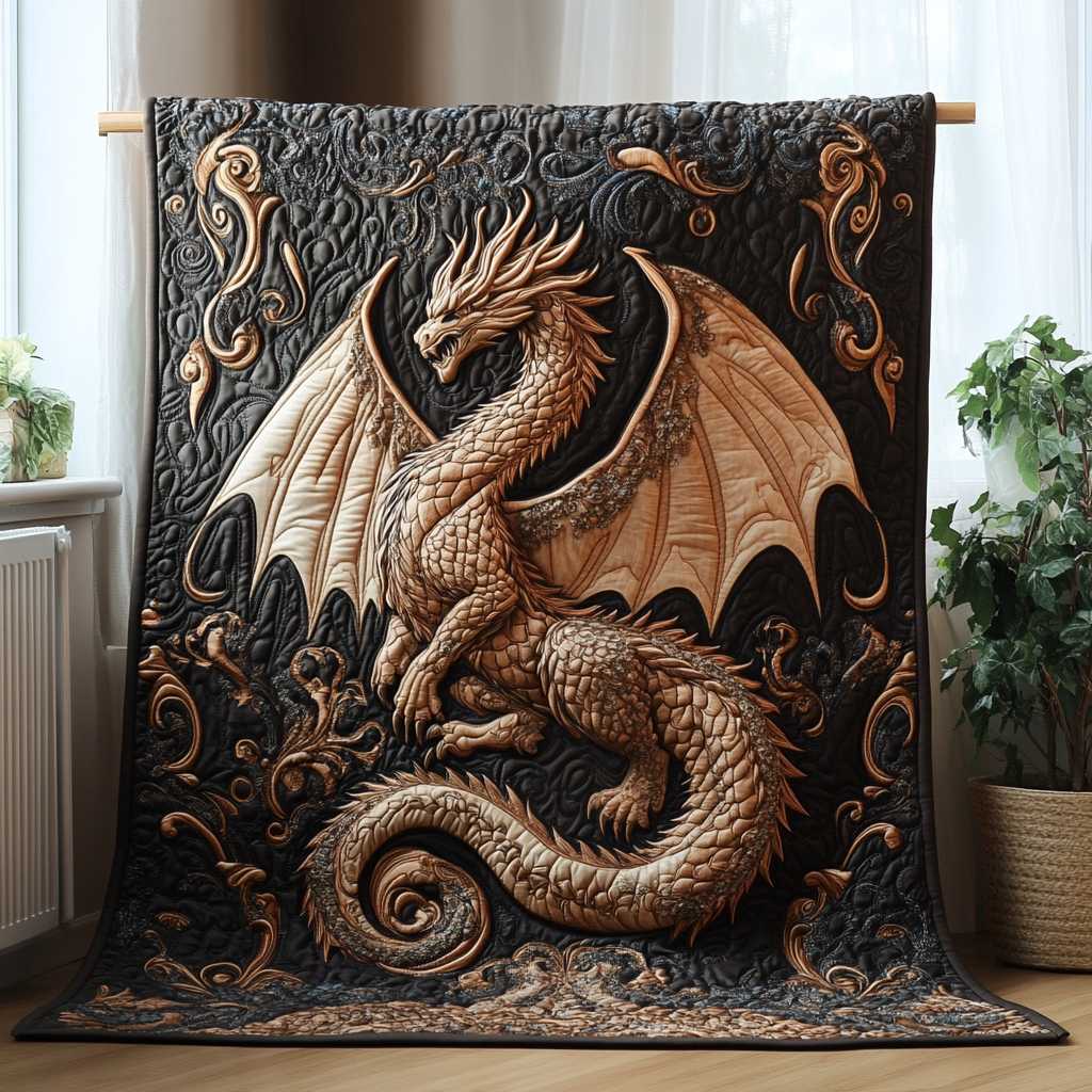 Golden Hoard Quilted Blanket