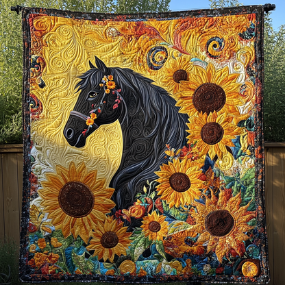 Golden Hooves Quilted Blanket