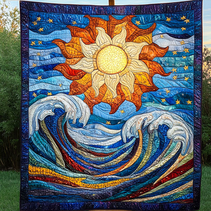 Golden Horizon Quilted Blanket