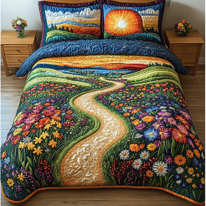 Golden Pathway 3-Piece Quilted Bedding Set