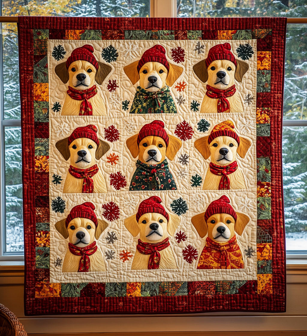 Golden Paws Cozy Quilted Blanket