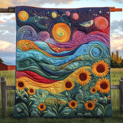Golden Petals Quilted Blanket