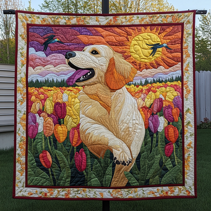 Golden Retriever Bliss Quilted Blanket