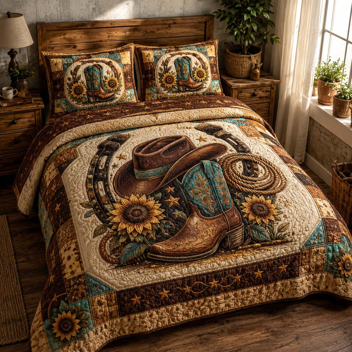 Golden Rodeo 3-Piece Quilted Bedding Set