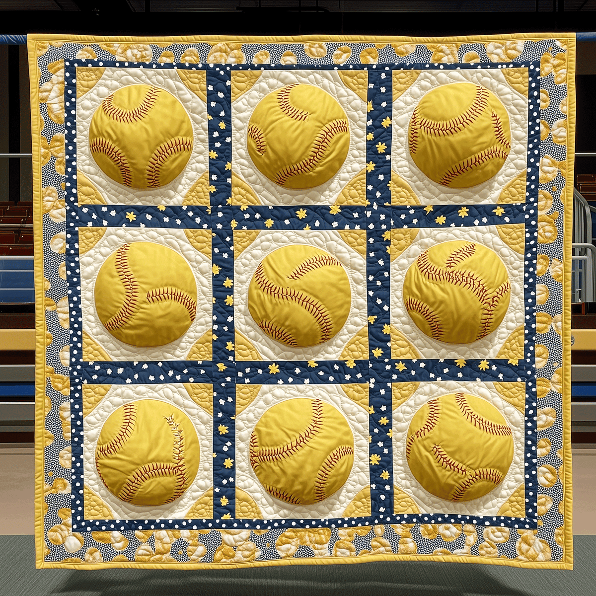 Golden Softball Quilted Blanket