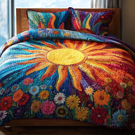 Golden Sunrise 3-Piece Quilted Bedding Set