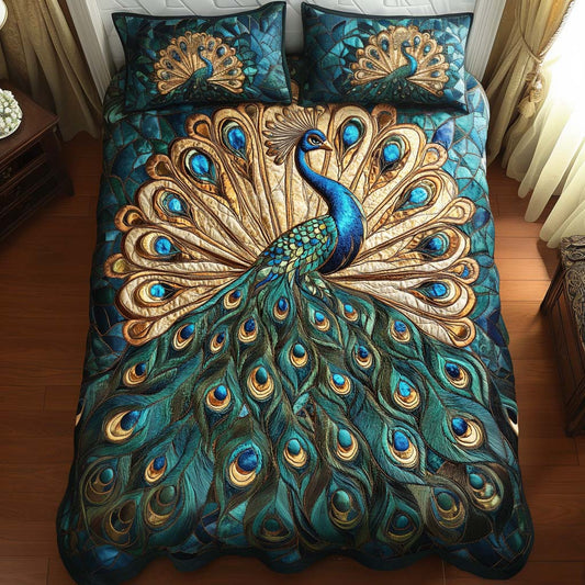 Golden Tail Symphony 3-Piece Quilted Bedding Set