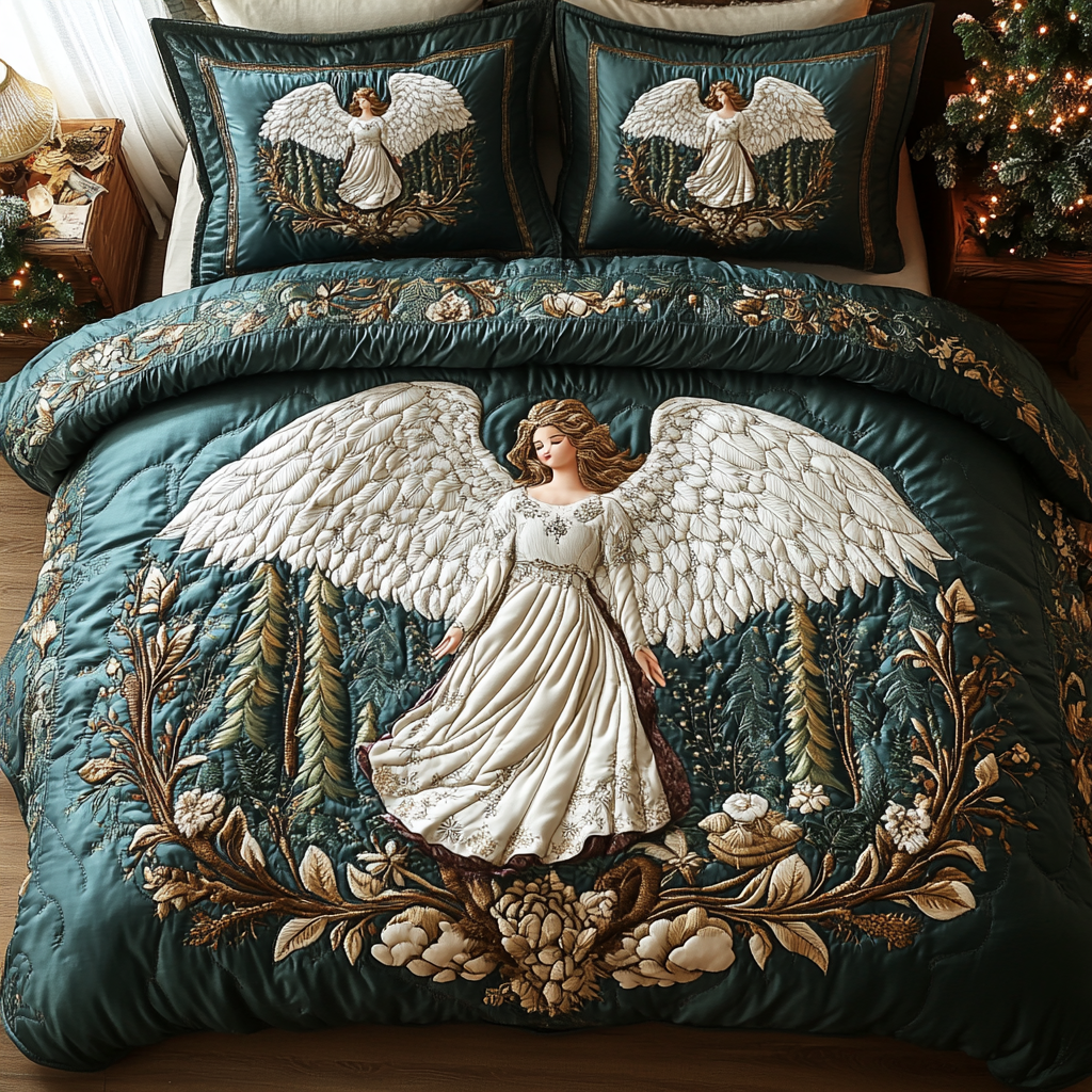 Golden Tidings 3-Piece Quilted Bedding Set