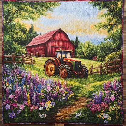 Golden Tractor Quilted Blanket