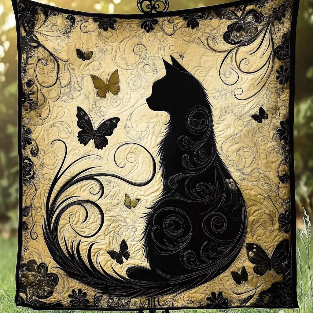 Golden Whiskers Quilted Blanket