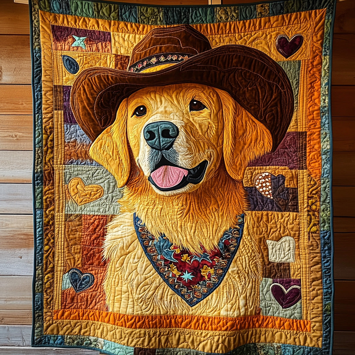 Golden Wrangler Quilted Blanket