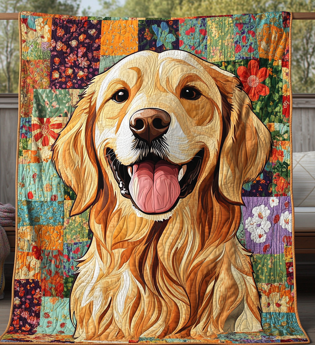Good Golden Retriever Quilted Blanket