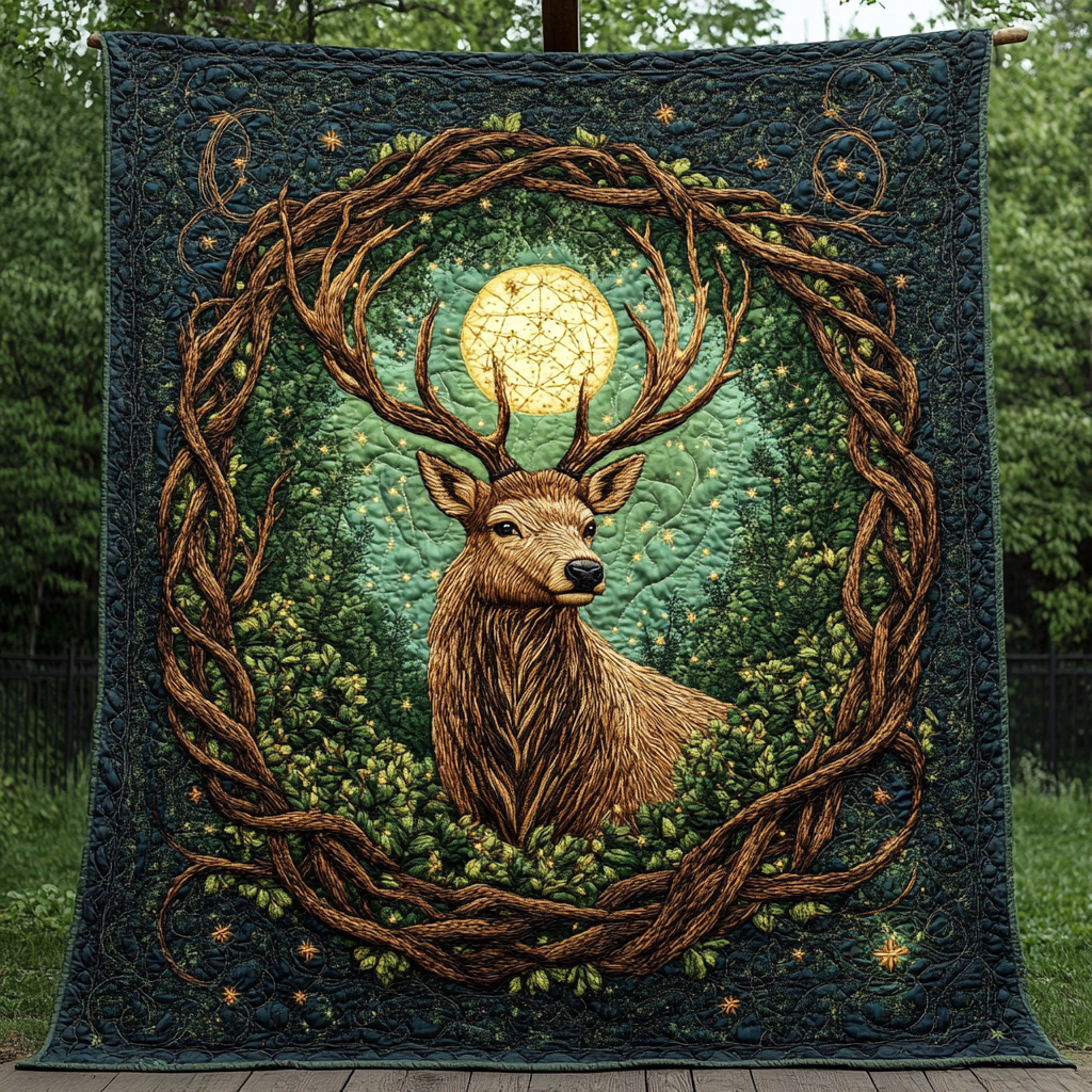 Graceful Buck Quilted Blanket