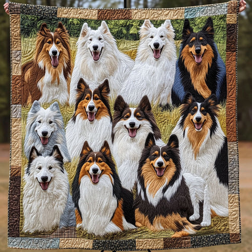 Graceful Collie Trails Quilted Blanket