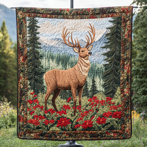 Graceful Stag Quilted Blanket