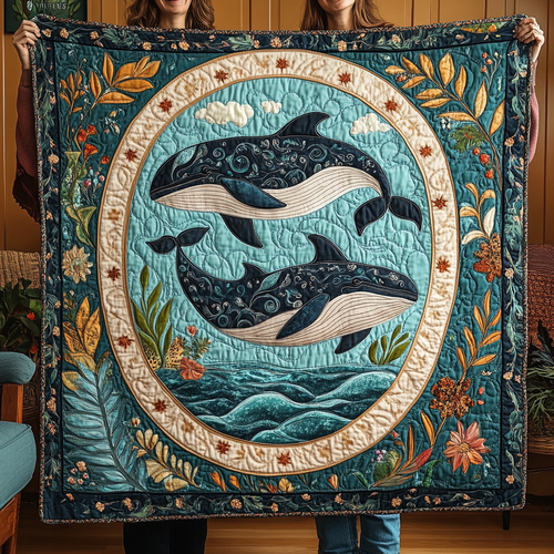 Graceful Whale Quilted Blanket
