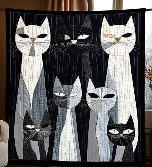 Gradient Cat Quilted Blanket